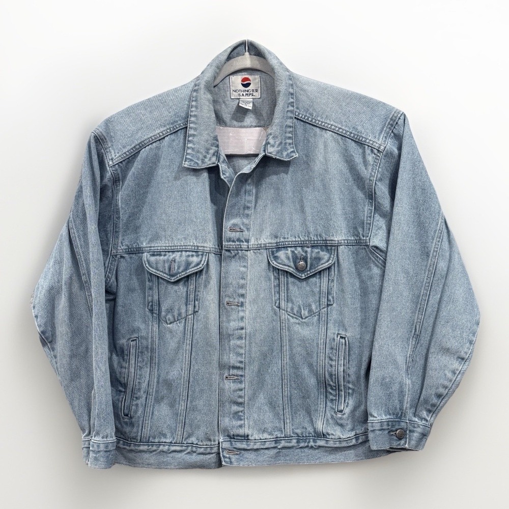 Vintage Pepsi Cola Denim Jacket XL Nothing Else Is A Pepsi 100% Cotton Blue